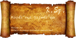 Kozányi Szimóna névjegykártya
