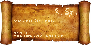 Kozányi Szimóna névjegykártya