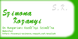 szimona kozanyi business card